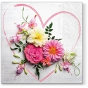 Svatební ubrousky - květy v srdci