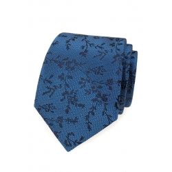 Modrá pánská kravata se vzorem květů