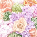 Svatební ubrousky - letní květy v lososové + pastelové barvy