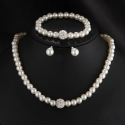 Souprava perlových šperků se zirkonovou kuličkou