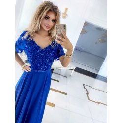 Dlouhé modré šaty Sharlote