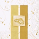 Svatební ubrousky - zlaté snubní prsteny